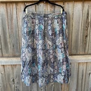 VTG 90s wool SKIRT Size 18 GEIGER Austria gray pink blue floral